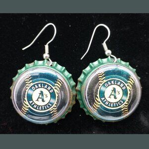Oakland A's Bottle Cap Earrings